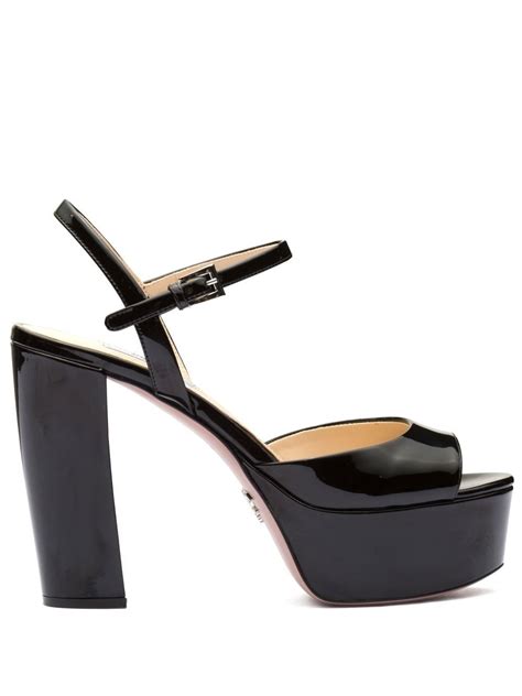 prada high-heeled patent leather sandals|prada patent leather platform sandals.